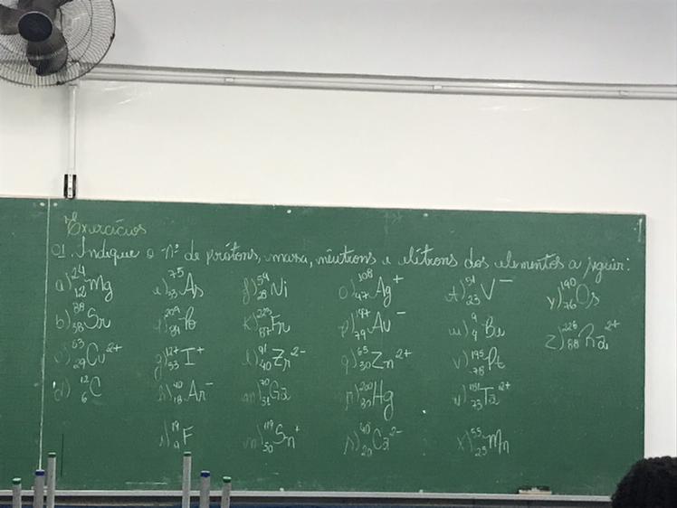 Indique o n de prótons,massa,nêutrons e elétrons dos elem