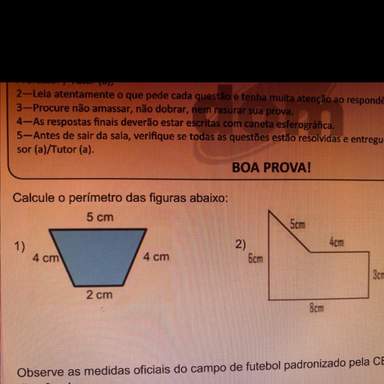 Calcule o perímetro das figuras abaixo 