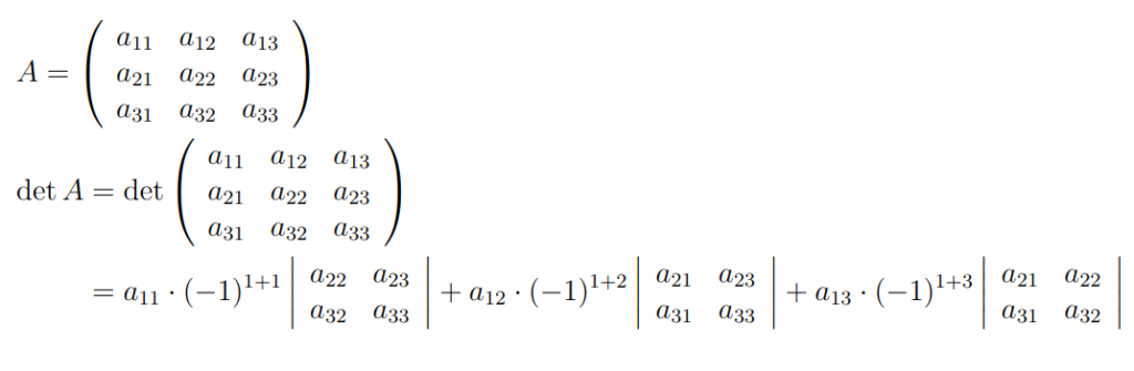 Regra do Cálculo de determinantes via método de Laplace.