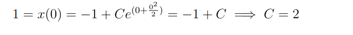 Determinação da constante de integração para uma das EDOs de primeira ordem.