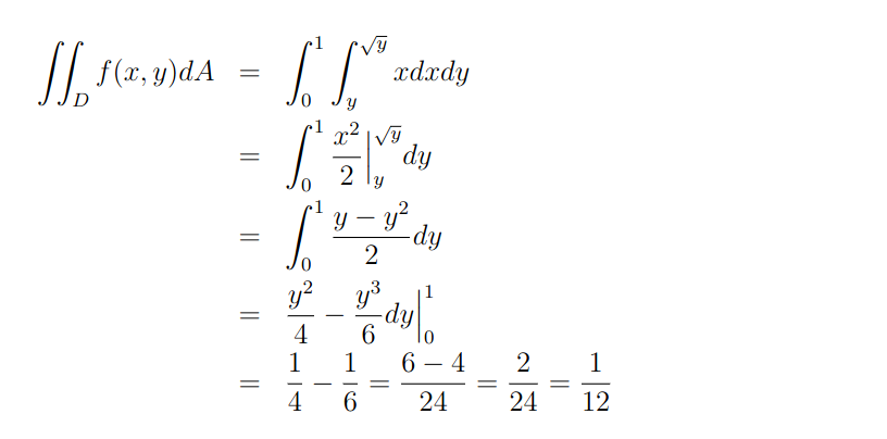 exemplo passo a passo usado no tutorial de integrais duplas para integrais da região tipo 2.